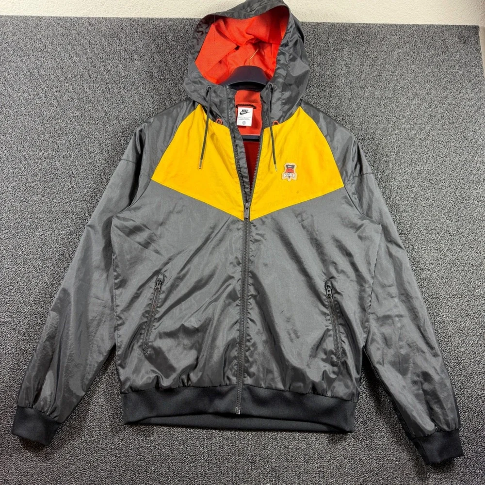 Nike Basketball Hoodie Windbreaker Black Yellow Colorblock Skull Basketball Sz M